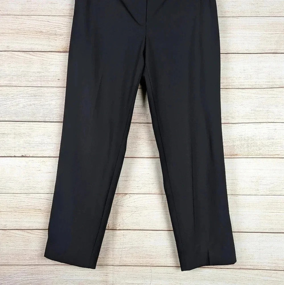 St. John Caviar Women’s Size 10 Straight Wide Leg Woolen Pants High Rise Black - Picture 5 of 12